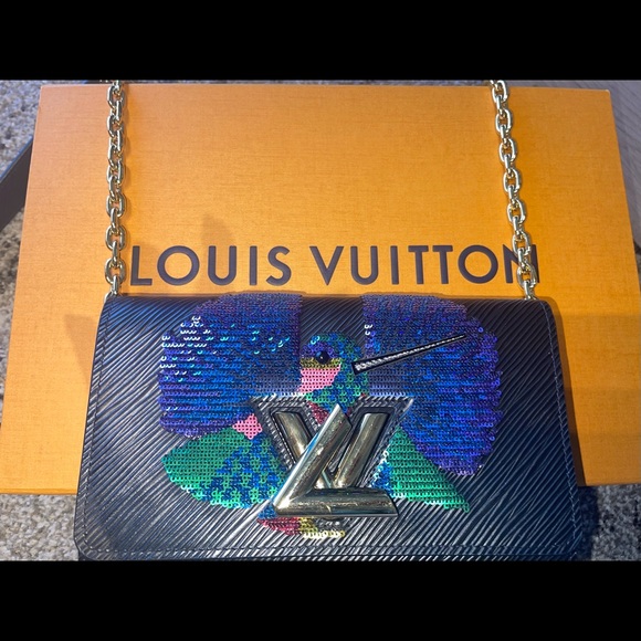 Louis Vuitton Black EPI Leather Sequin Bird PM Twist Bag